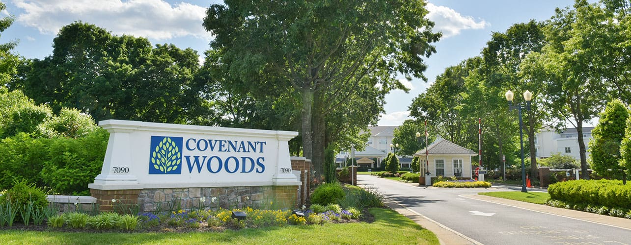 The gated entrance to Covenant Woods.