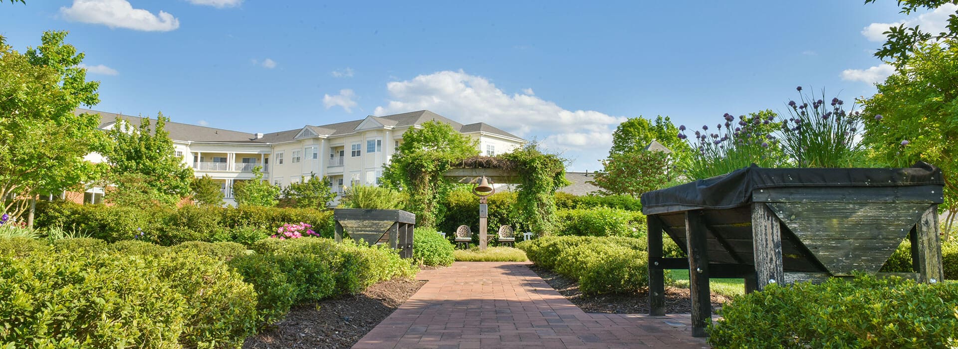 Garden with path at Covenant Woods.