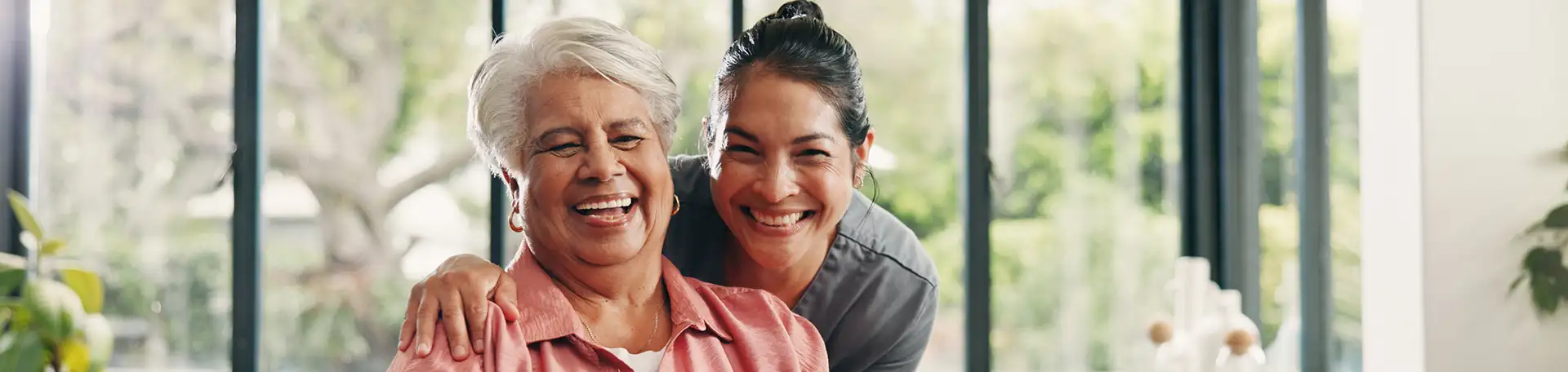Retired woman and caregiver