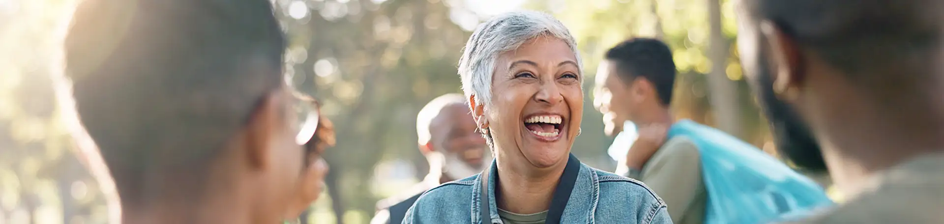 A woman laughing
