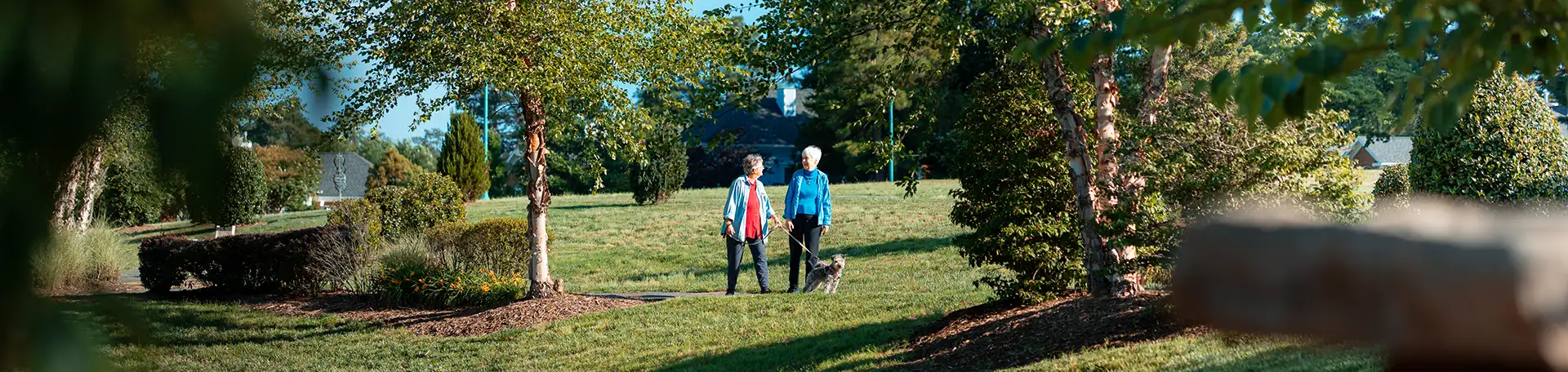 Covenant Woods residents enjoying a walk outside