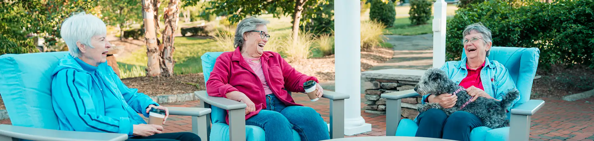 Covenant Woods residents enjoying time together outside