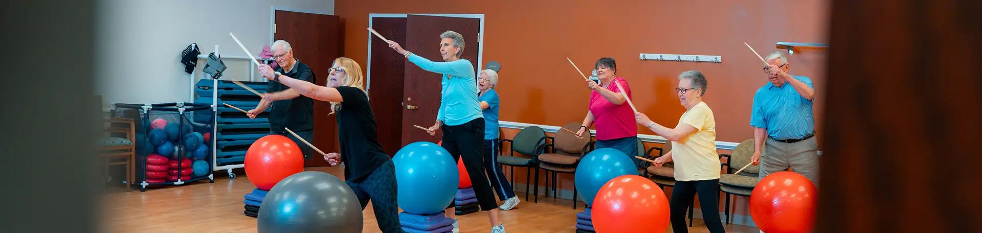 Covenant Woods residents exercising 