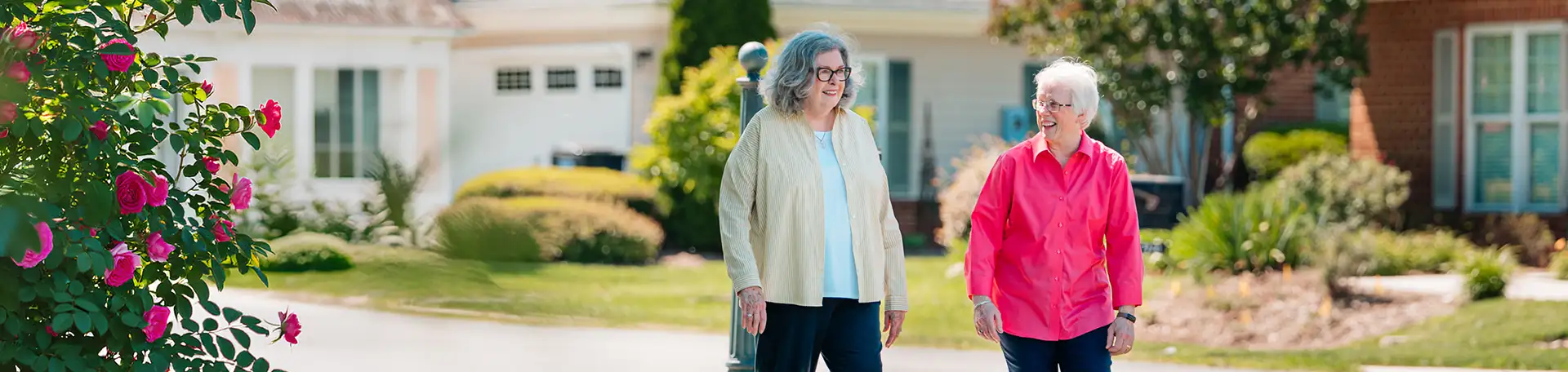 Covenant Woods residents enjoying a walk through the neighborhood