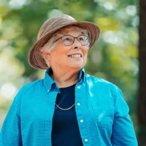 Covenant woods resident enjoying time outdoors